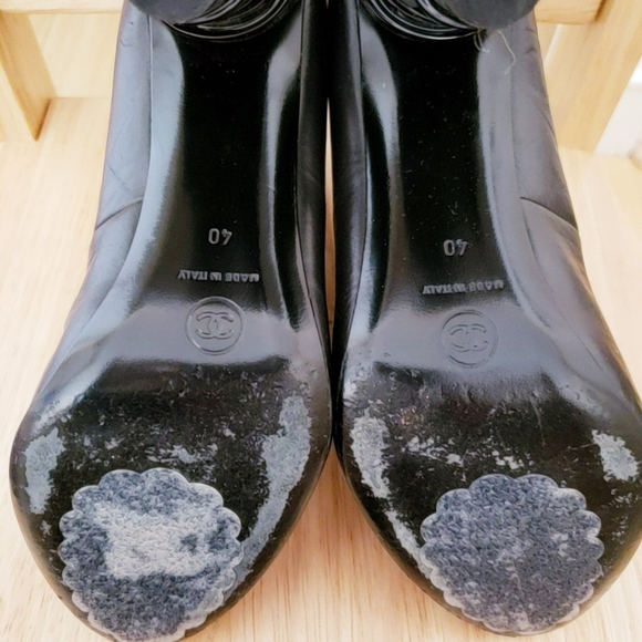 Chanel Boots Black 4inch Hill Leather size 40EU